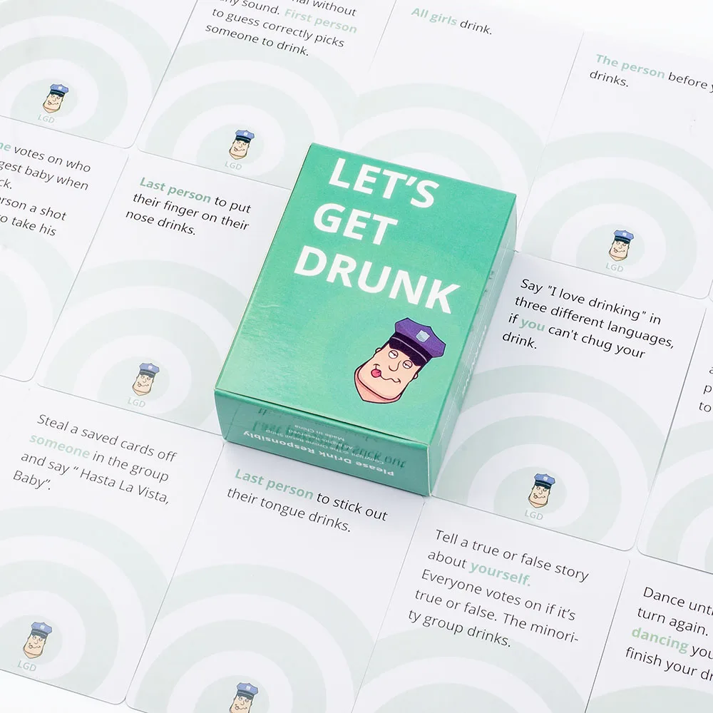 88 pcs Let's Get Drunk Drinking Card Game in Box English Version for Parties Borad Games 8.8x6.3cm