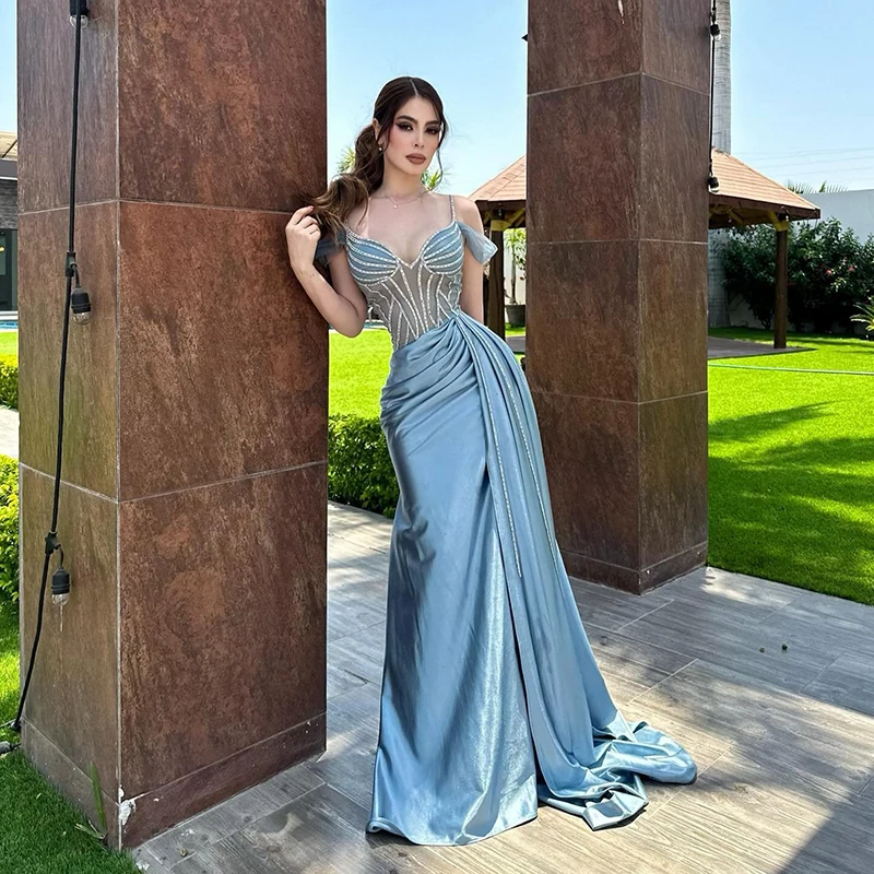 Thinyfull 2025 Mermaid Prom Evening Dresses Spaghetti Straps Beadings Party Dress Women Night Cocktail Prom Gowns Customized