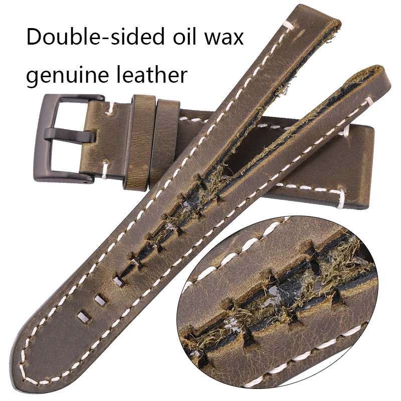 Genuine High-End Retro Calf Leather Watchbands 18mm 20mm 22mm 24mm Quick Release Strap for Samsung Huawei Watches