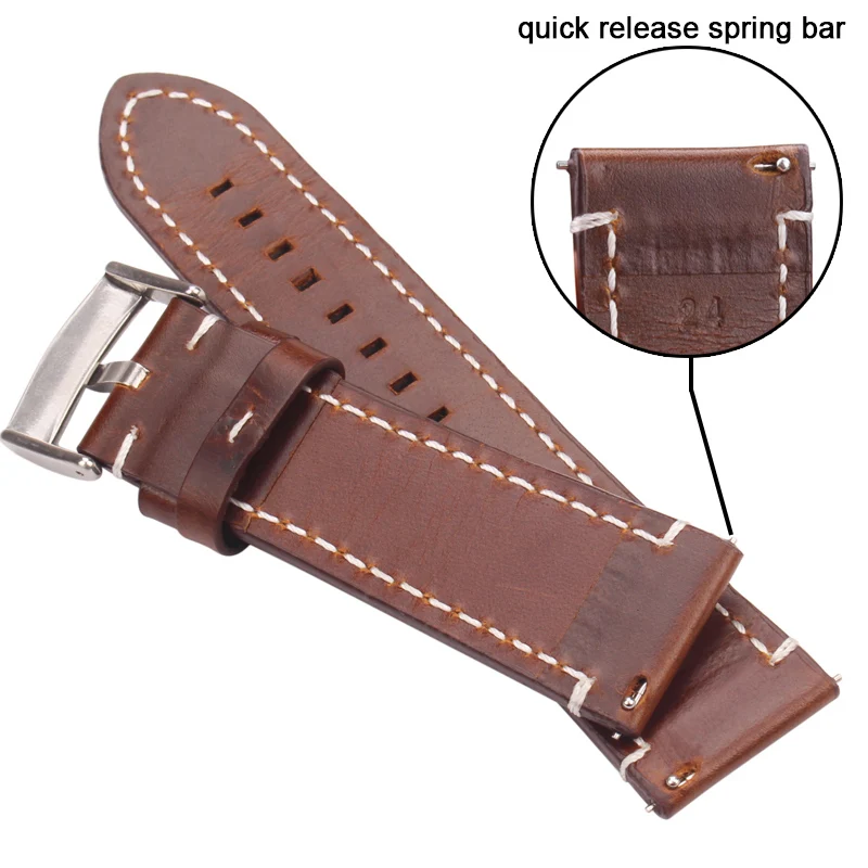 Genuine High-End Retro Calf Leather Watchbands 18mm 20mm 22mm 24mm Quick Release Strap for Samsung Huawei Watches