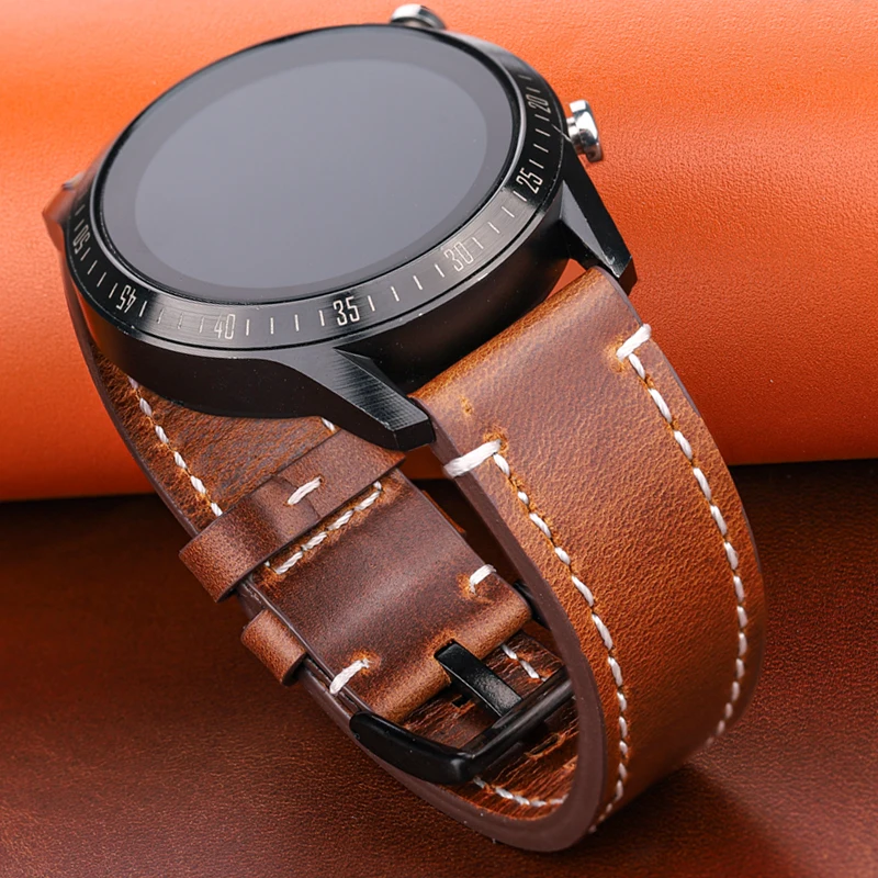 Genuine High-End Retro Calf Leather Watchbands 18mm 20mm 22mm 24mm Quick Release Strap for Samsung Huawei Watches