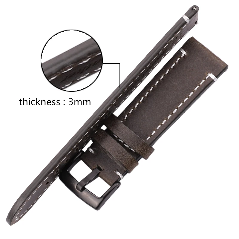 Genuine High-End Retro Calf Leather Watchbands 18mm 20mm 22mm 24mm Quick Release Strap for Samsung Huawei Watches
