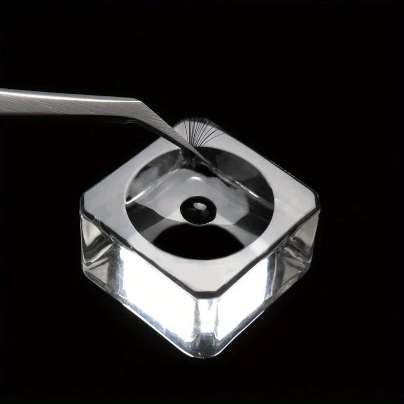 Square Crystal Glass Gasket False Eyelash Stand Glue Pad 4 Size Glue Holder Eyelashes Adhesive Pallet Paste Glue Pad Makeup Tool