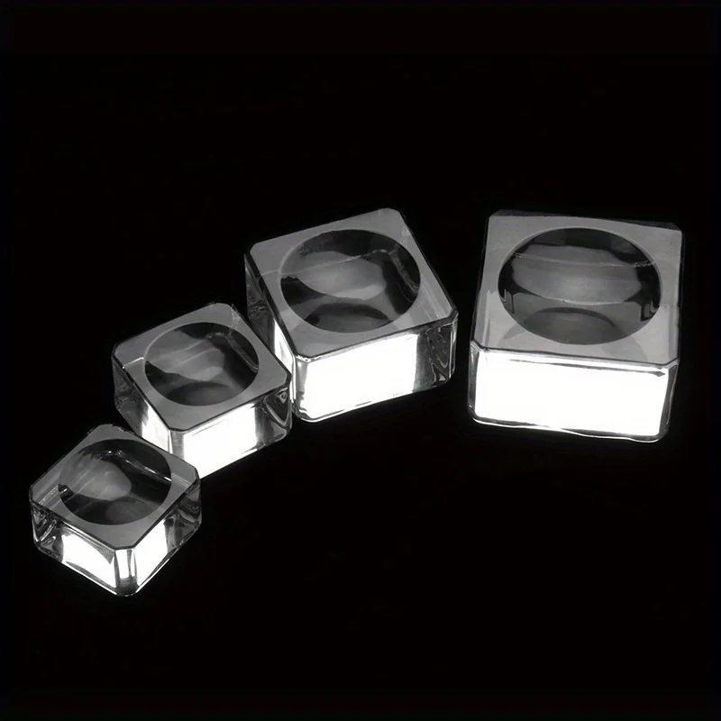 Square Crystal Glass Gasket False Eyelash Stand Glue Pad 4 Size Glue Holder Eyelashes Adhesive Pallet Paste Glue Pad Makeup Tool
