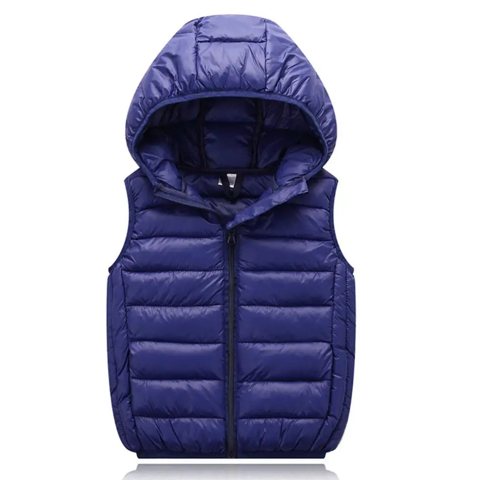 Fall Solid Waistcoat Children Outerwear Winter Coats Kids Clothes Warm Boys and Girls Hooded Vest for Age 2-12 Years Old