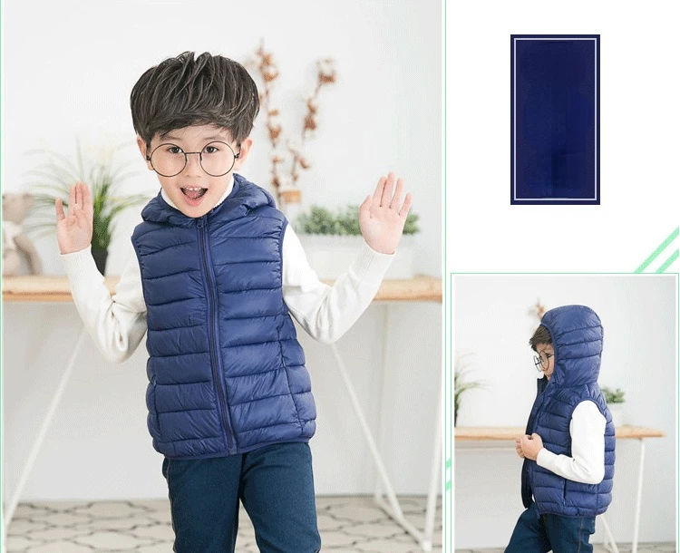 Fall Solid Waistcoat Children Outerwear Winter Coats Kids Clothes Warm Boys and Girls Hooded Vest for Age 2-12 Years Old