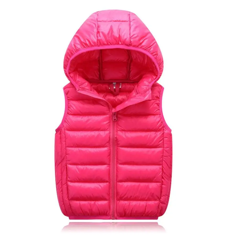 Fall Solid Waistcoat Children Outerwear Winter Coats Kids Clothes Warm Boys and Girls Hooded Vest for Age 2-12 Years Old