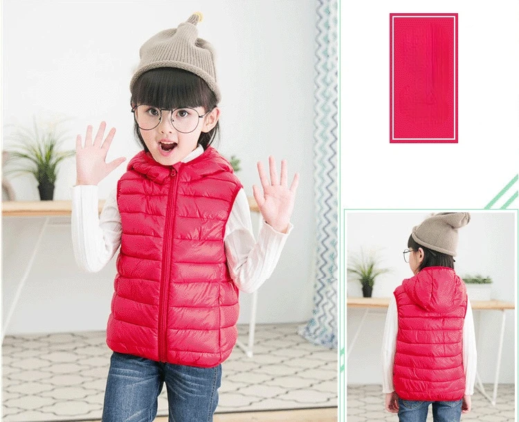 Fall Solid Waistcoat Children Outerwear Winter Coats Kids Clothes Warm Boys and Girls Hooded Vest for Age 2-12 Years Old