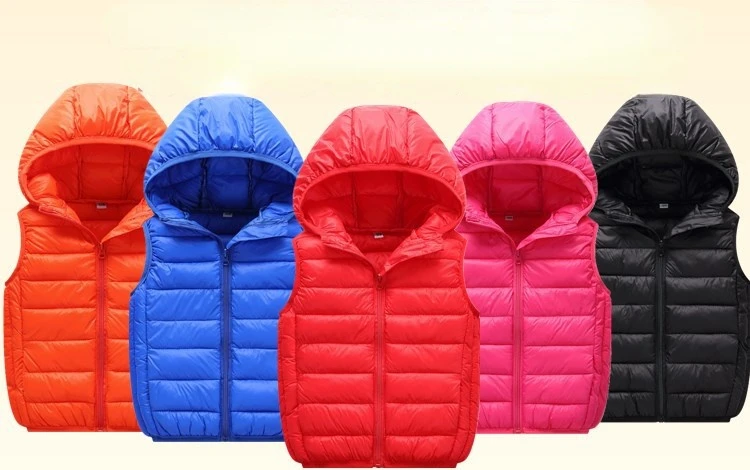 Fall Solid Waistcoat Children Outerwear Winter Coats Kids Clothes Warm Boys and Girls Hooded Vest for Age 2-12 Years Old