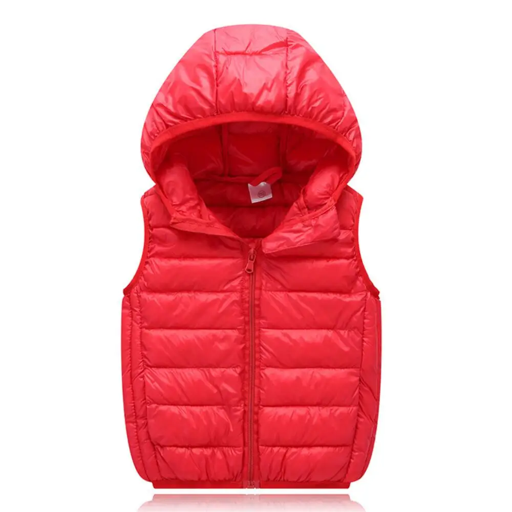 Fall Solid Waistcoat Children Outerwear Winter Coats Kids Clothes Warm Boys and Girls Hooded Vest for Age 2-12 Years Old