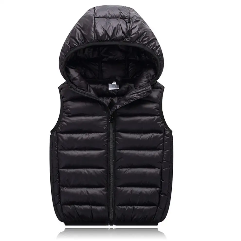 Fall Solid Waistcoat Children Outerwear Winter Coats Kids Clothes Warm Boys and Girls Hooded Vest for Age 2-12 Years Old