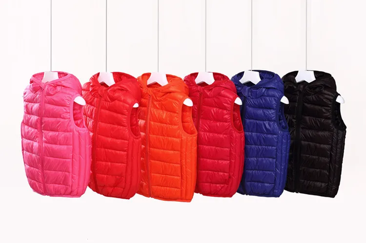 Fall Solid Waistcoat Children Outerwear Winter Coats Kids Clothes Warm Boys and Girls Hooded Vest for Age 2-12 Years Old