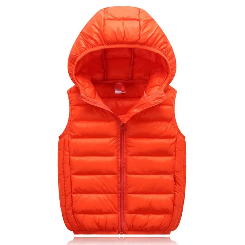 Fall Solid Waistcoat Children Outerwear Winter Coats Kids Clothes Warm Boys and Girls Hooded Vest for Age 2-12 Years Old