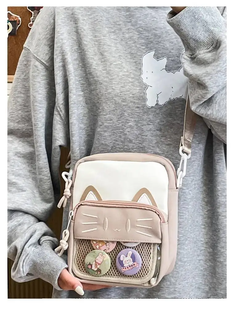 Girls New Cute 20cm Doll Bag Y2K Versatile Transparent Pocket Shoulder Crossbody Bags Simple Basic Ita Bag Student Handbag Purse