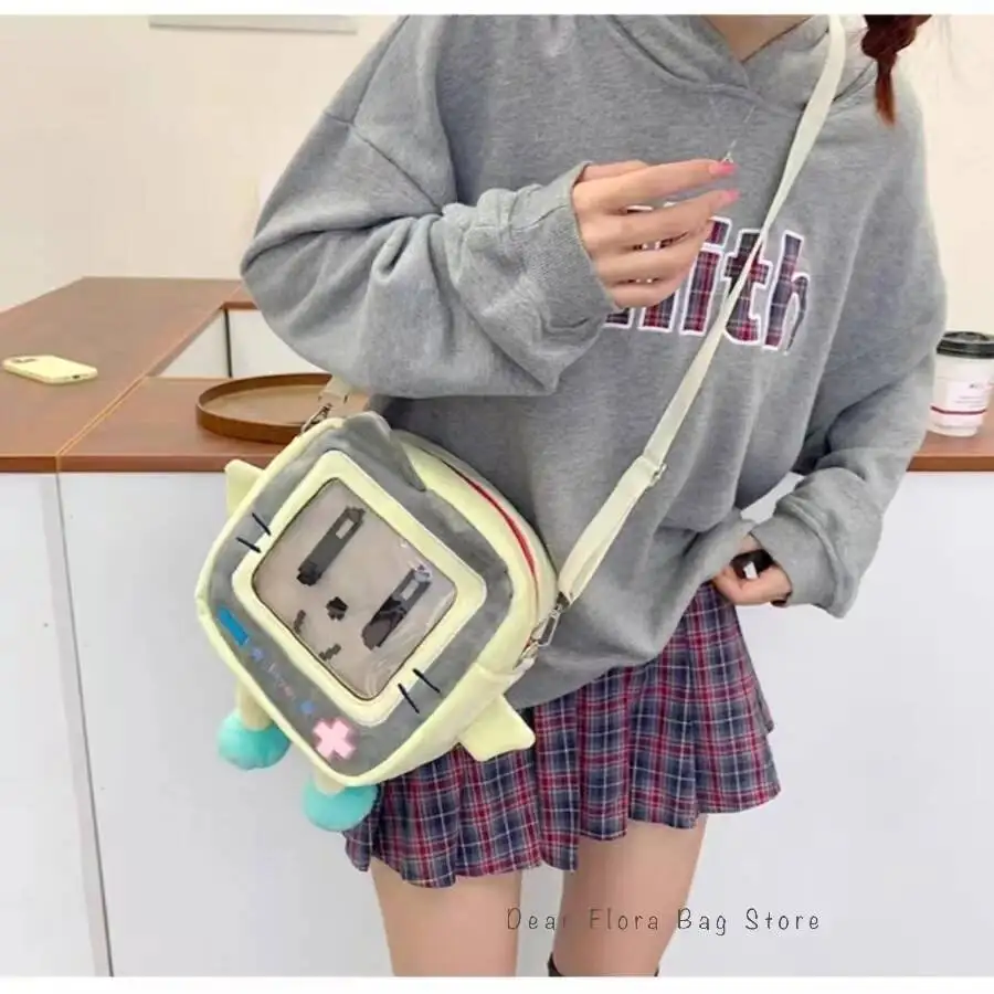 Girls New Cute 20cm Doll Bag Y2K Versatile Transparent Pocket Shoulder Crossbody Bags Simple Basic Ita Bag Student Handbag Purse