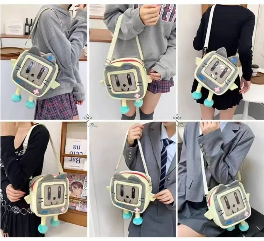 Girls New Cute 20cm Doll Bag Y2K Versatile Transparent Pocket Shoulder Crossbody Bags Simple Basic Ita Bag Student Handbag Purse