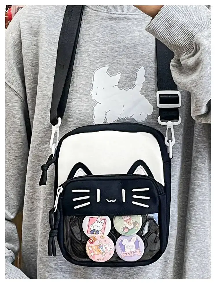 Girls New Cute 20cm Doll Bag Y2K Versatile Transparent Pocket Shoulder Crossbody Bags Simple Basic Ita Bag Student Handbag Purse