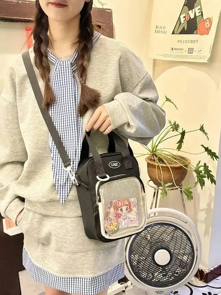 Girls New Cute 20cm Doll Bag Y2K Versatile Transparent Pocket Shoulder Crossbody Bags Simple Basic Ita Bag Student Handbag Purse