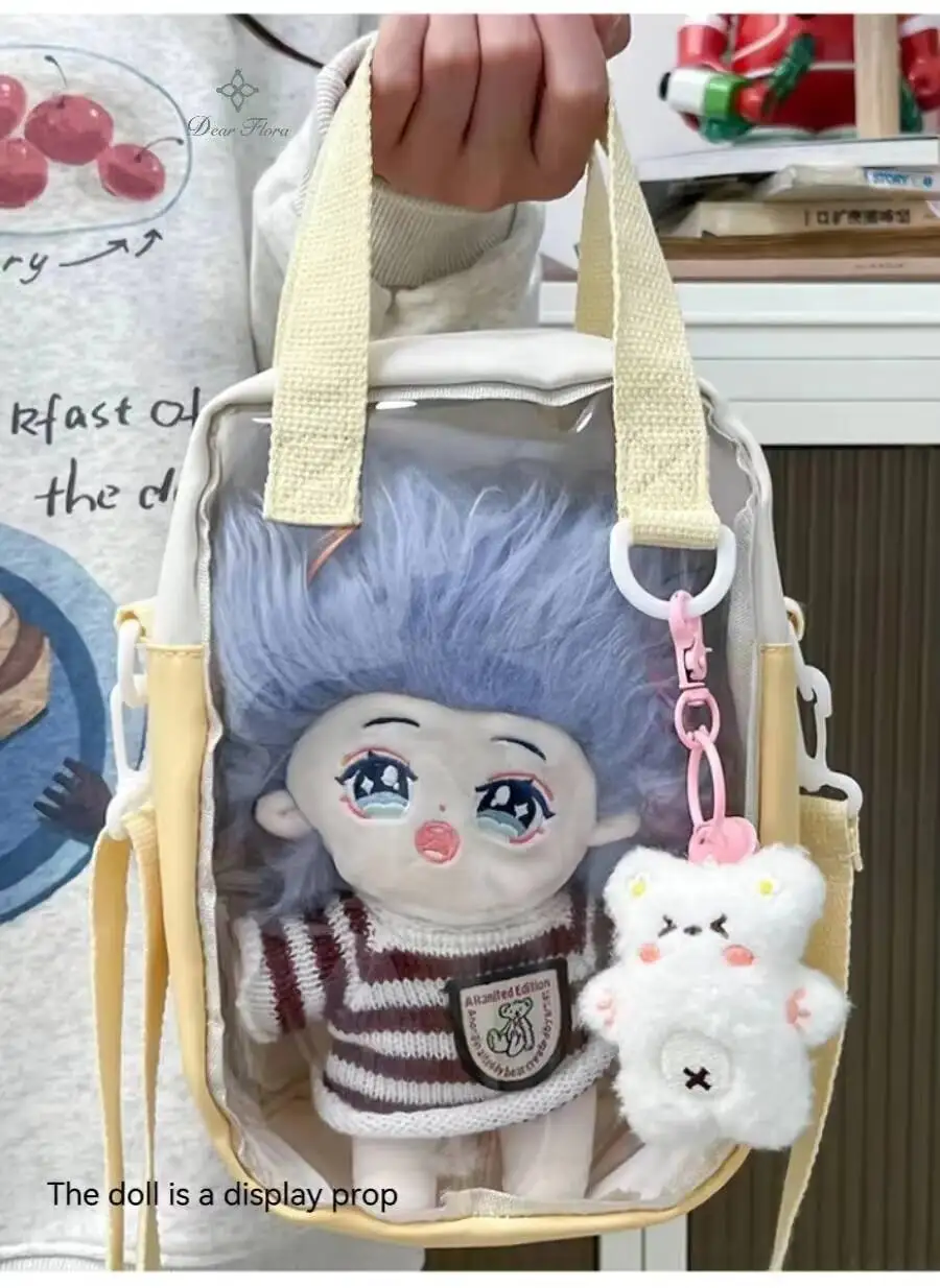 Girls New Cute 20cm Doll Bag Y2K Versatile Transparent Pocket Shoulder Crossbody Bags Simple Basic Ita Bag Student Handbag Purse