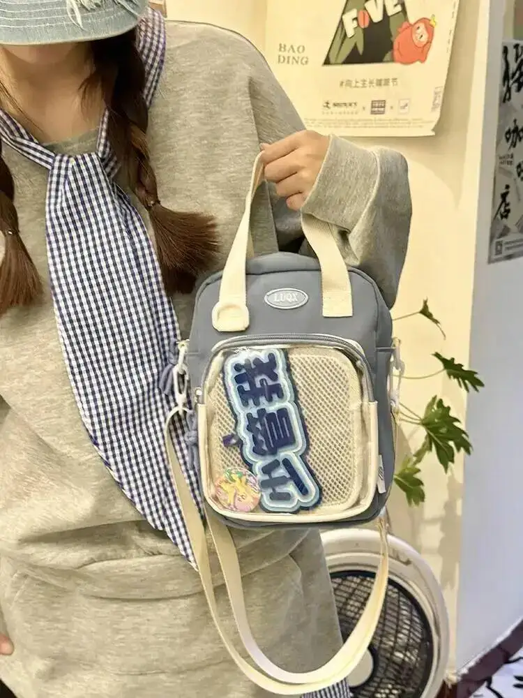 Girls New Cute 20cm Doll Bag Y2K Versatile Transparent Pocket Shoulder Crossbody Bags Simple Basic Ita Bag Student Handbag Purse