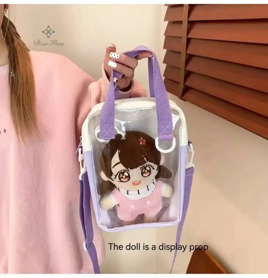 Girls New Cute 20cm Doll Bag Y2K Versatile Transparent Pocket Shoulder Crossbody Bags Simple Basic Ita Bag Student Handbag Purse