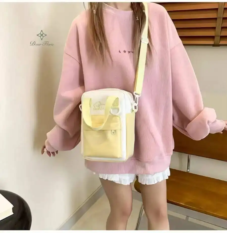 Girls New Cute 20cm Doll Bag Y2K Versatile Transparent Pocket Shoulder Crossbody Bags Simple Basic Ita Bag Student Handbag Purse