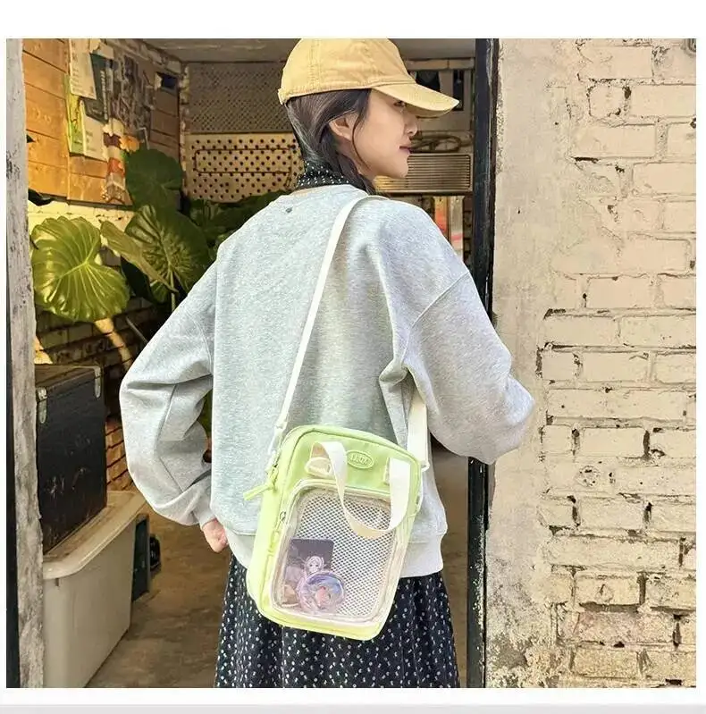 Girls New Cute 20cm Doll Bag Y2K Versatile Transparent Pocket Shoulder Crossbody Bags Simple Basic Ita Bag Student Handbag Purse