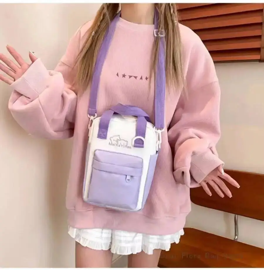 Girls New Cute 20cm Doll Bag Y2K Versatile Transparent Pocket Shoulder Crossbody Bags Simple Basic Ita Bag Student Handbag Purse