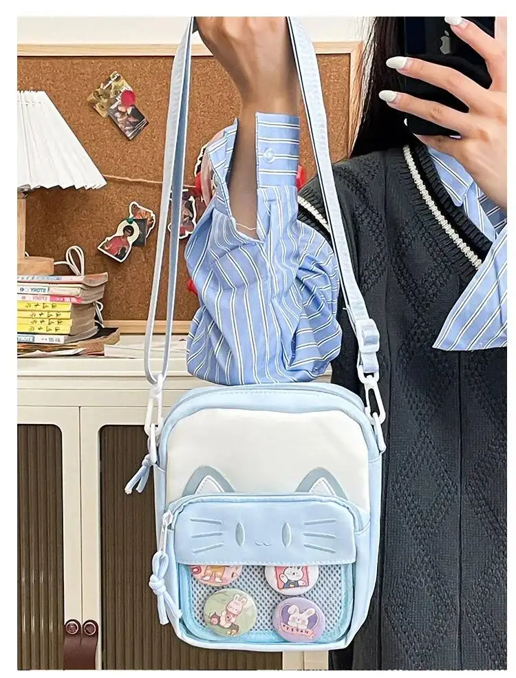 Girls New Cute 20cm Doll Bag Y2K Versatile Transparent Pocket Shoulder Crossbody Bags Simple Basic Ita Bag Student Handbag Purse