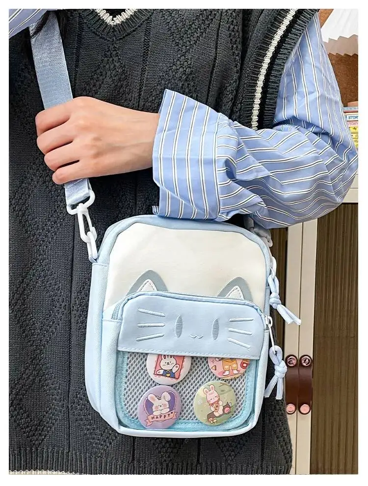 Girls New Cute 20cm Doll Bag Y2K Versatile Transparent Pocket Shoulder Crossbody Bags Simple Basic Ita Bag Student Handbag Purse