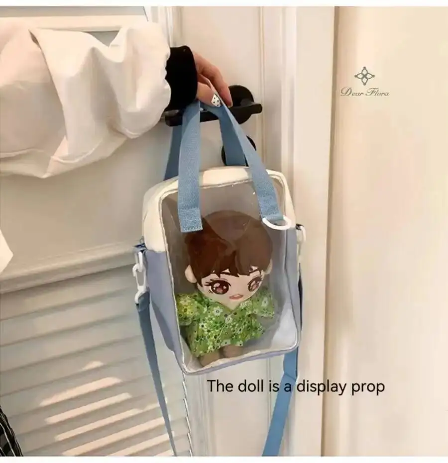 Girls New Cute 20cm Doll Bag Y2K Versatile Transparent Pocket Shoulder Crossbody Bags Simple Basic Ita Bag Student Handbag Purse