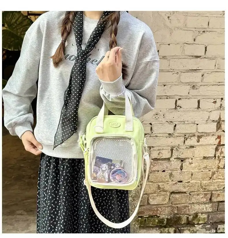 Girls New Cute 20cm Doll Bag Y2K Versatile Transparent Pocket Shoulder Crossbody Bags Simple Basic Ita Bag Student Handbag Purse