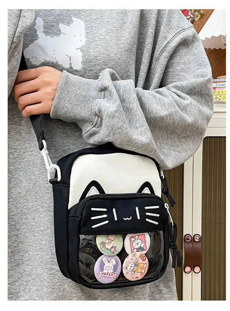 Girls New Cute 20cm Doll Bag Y2K Versatile Transparent Pocket Shoulder Crossbody Bags Simple Basic Ita Bag Student Handbag Purse