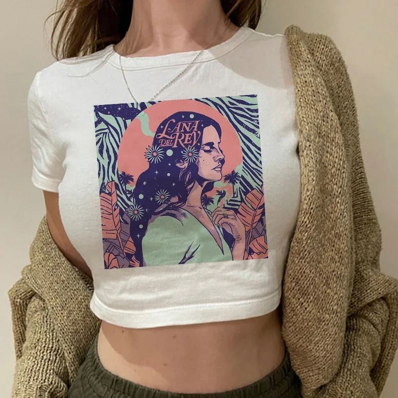 Crop Top Lana Del Rey Ldr Sailing Graphics T Shirt Cropped Harajuku Women Vintage Short-Sleeve T-Shirt Streetwear Female Tshirt