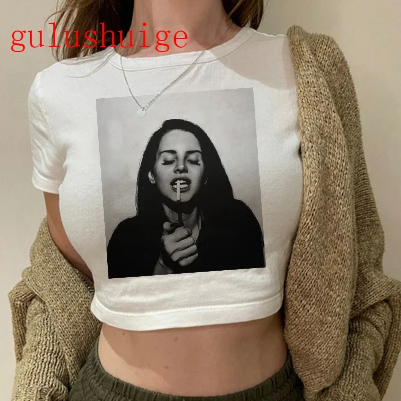 Crop Top Lana Del Rey Ldr Sailing Graphics T Shirt Cropped Harajuku Women Vintage Short-Sleeve T-Shirt Streetwear Female Tshirt