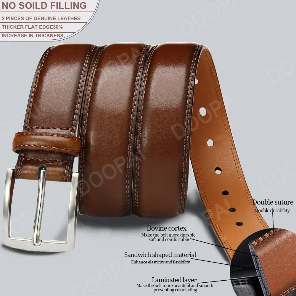 Men Belts High Quality Leather LONG Large Pin Buckle Metal Automatic Buckle Male Belts Strap Male