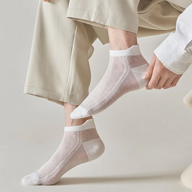 3Pairs Men's Socks Thin Breathable Comfy Deodorant Sweat-absorbing Low Cut Ankle Sports Sock Casual Ultra-thin Business Sox
