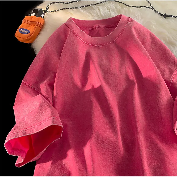 Quality Oversized Acid Washed Y2K T Shirt men Vintage T-shirts Streetwear Mineral Wash Tee Shirts boy Loose Luxury Brand Tops