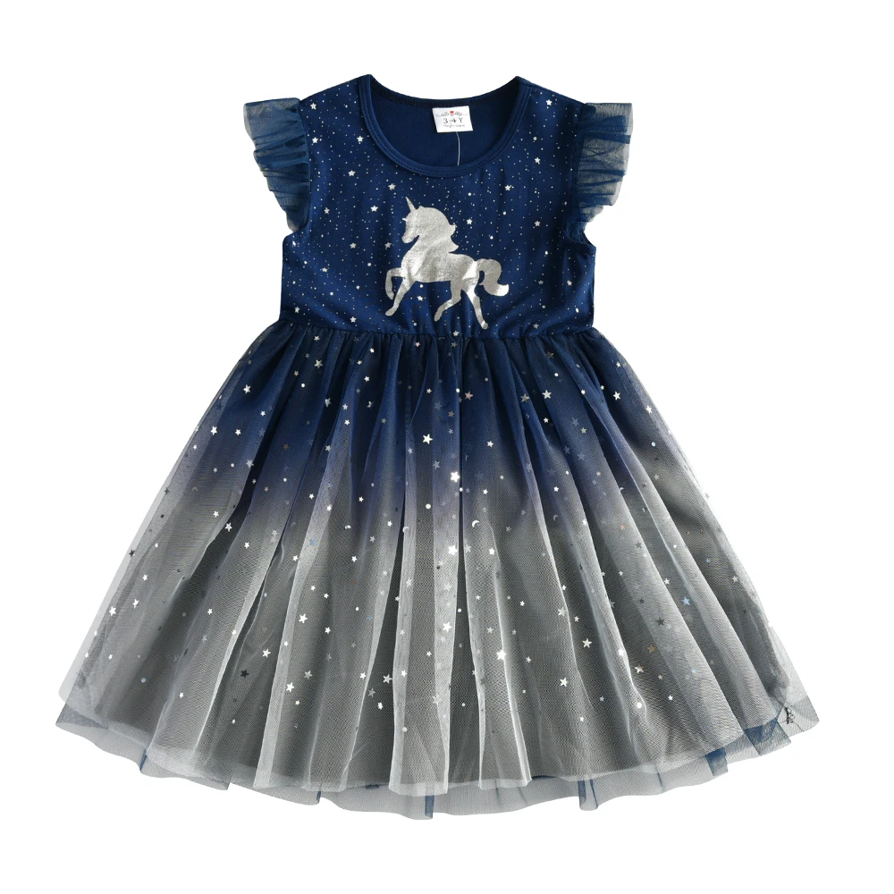 DXTON Sleeveless Kids Dresses For Girls Unicorn Princess Tutu Dress Children Casual School Wear Clothing Summer Girls Costumes