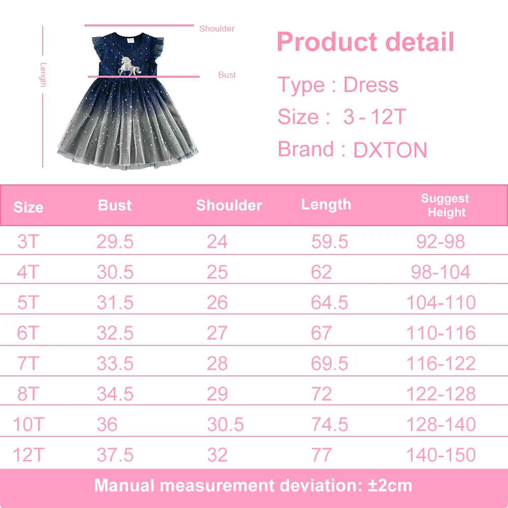 DXTON Sleeveless Kids Dresses For Girls Unicorn Princess Tutu Dress Children Casual School Wear Clothing Summer Girls Costumes
