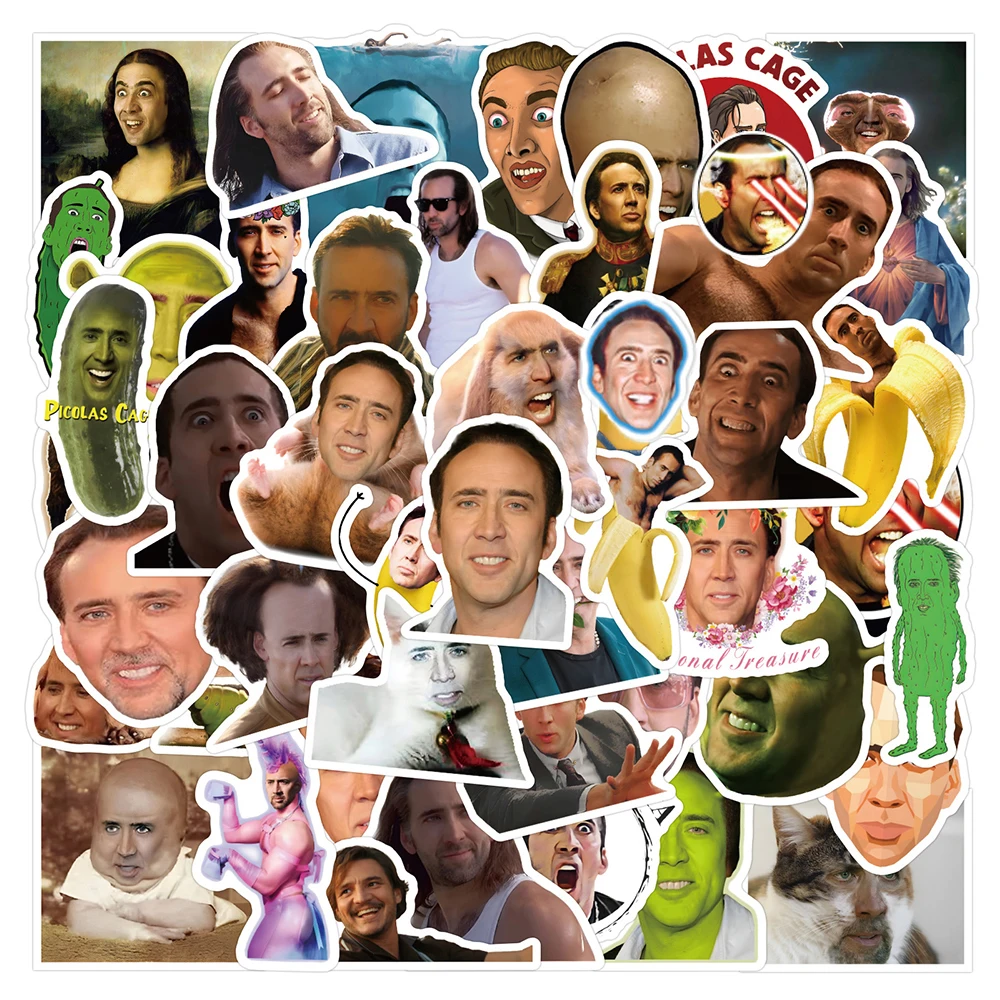 10/30/50pcs Funny Nicolas Cage Meme Stickers Cartoon Expression Decals Scrapbook Phone Luggage Waterproof Graffiti Sticker Pack