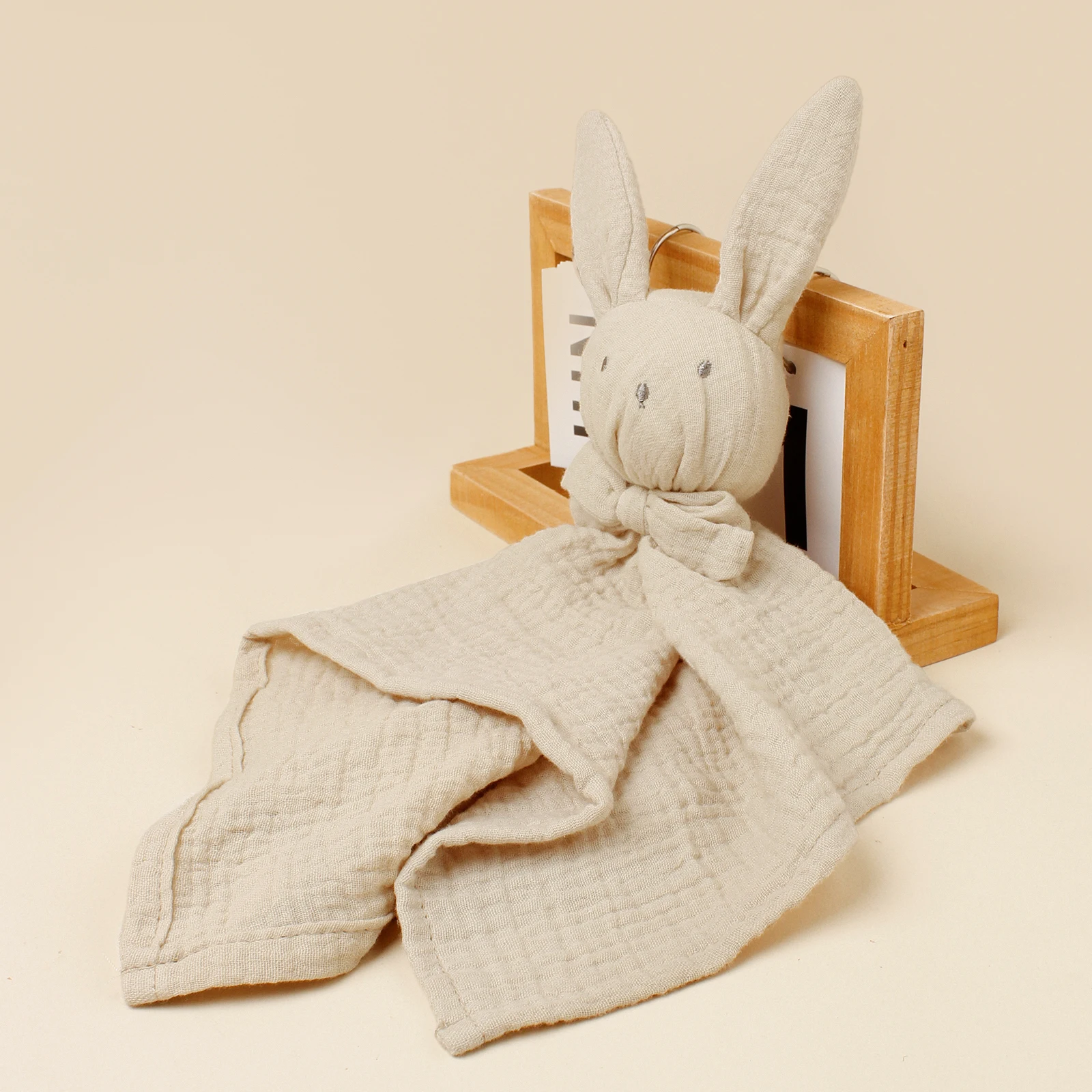 Baby Rabbit Square Comforter Towel Elegant Bow Decor Rabbit Square Blanket For Kids Cute Embroidery Infant Saliva Towel