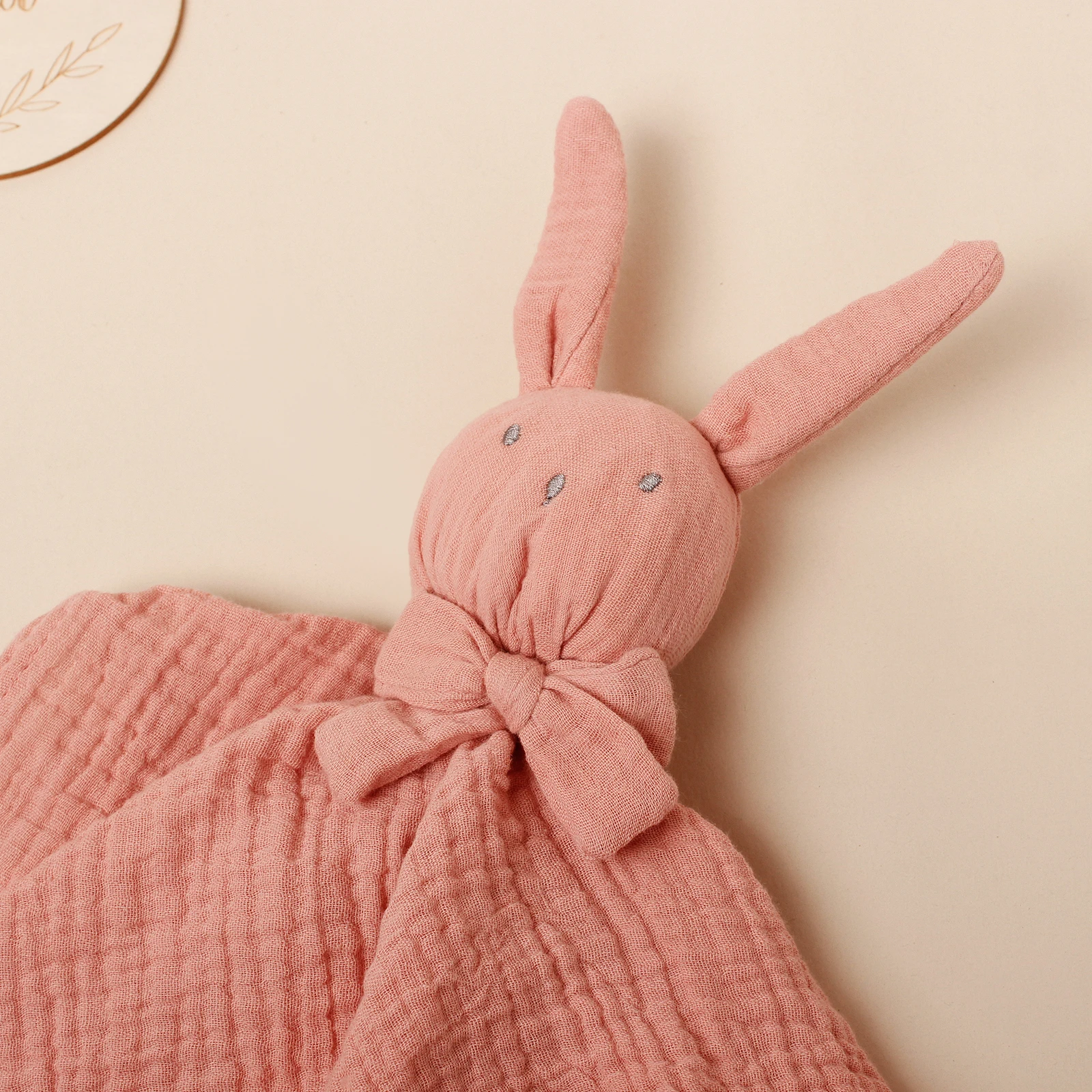 Baby Rabbit Square Comforter Towel Elegant Bow Decor Rabbit Square Blanket For Kids Cute Embroidery Infant Saliva Towel