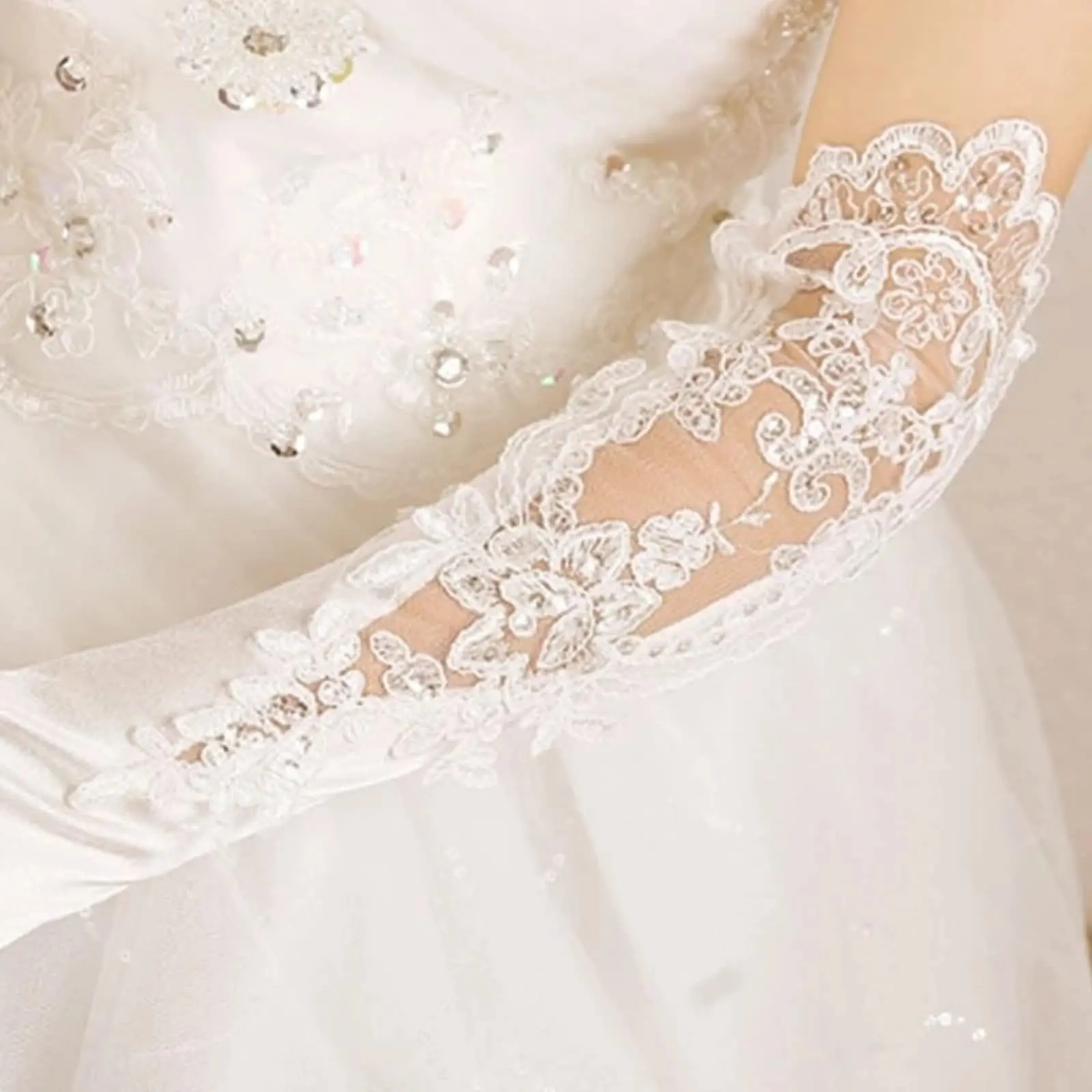 New Long Satin Gloves Wedding Bride Gloves Vintage Silk Full Finger White/Ivory Gloves Bridal Mittens For Sale
