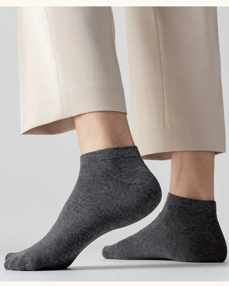 5 Pairs Men Ankle Socks Cotton Boat Black Solid Color Thin Breathable Comfortable High Quality Black White Low Cut Short Socks