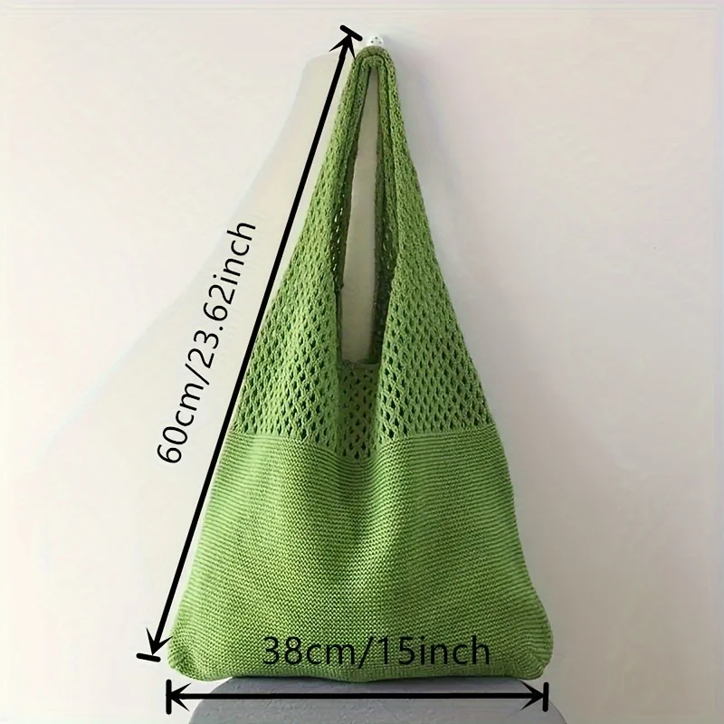 Large Capacity Retro Hollow Crochet Bag - Spacious Interior with Ample Room for Daily Essentials, Ideal for Grocery Shopping, Tr