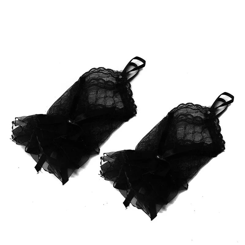 Women Lace Fingerless Gloves Solid Color White Black Red Bride Party Gloves Lady See Through Short Gloves Female Elegant Glove