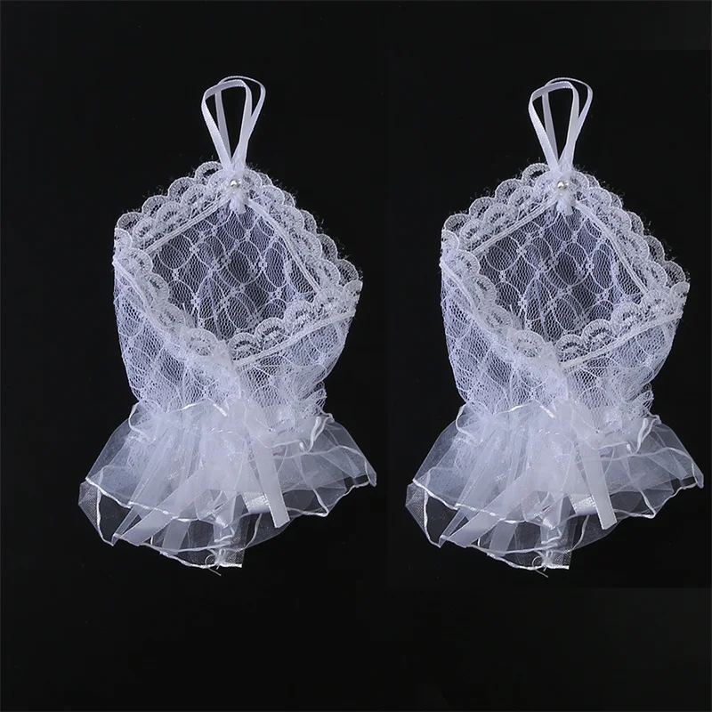 Women Lace Fingerless Gloves Solid Color White Black Red Bride Party Gloves Lady See Through Short Gloves Female Elegant Glove