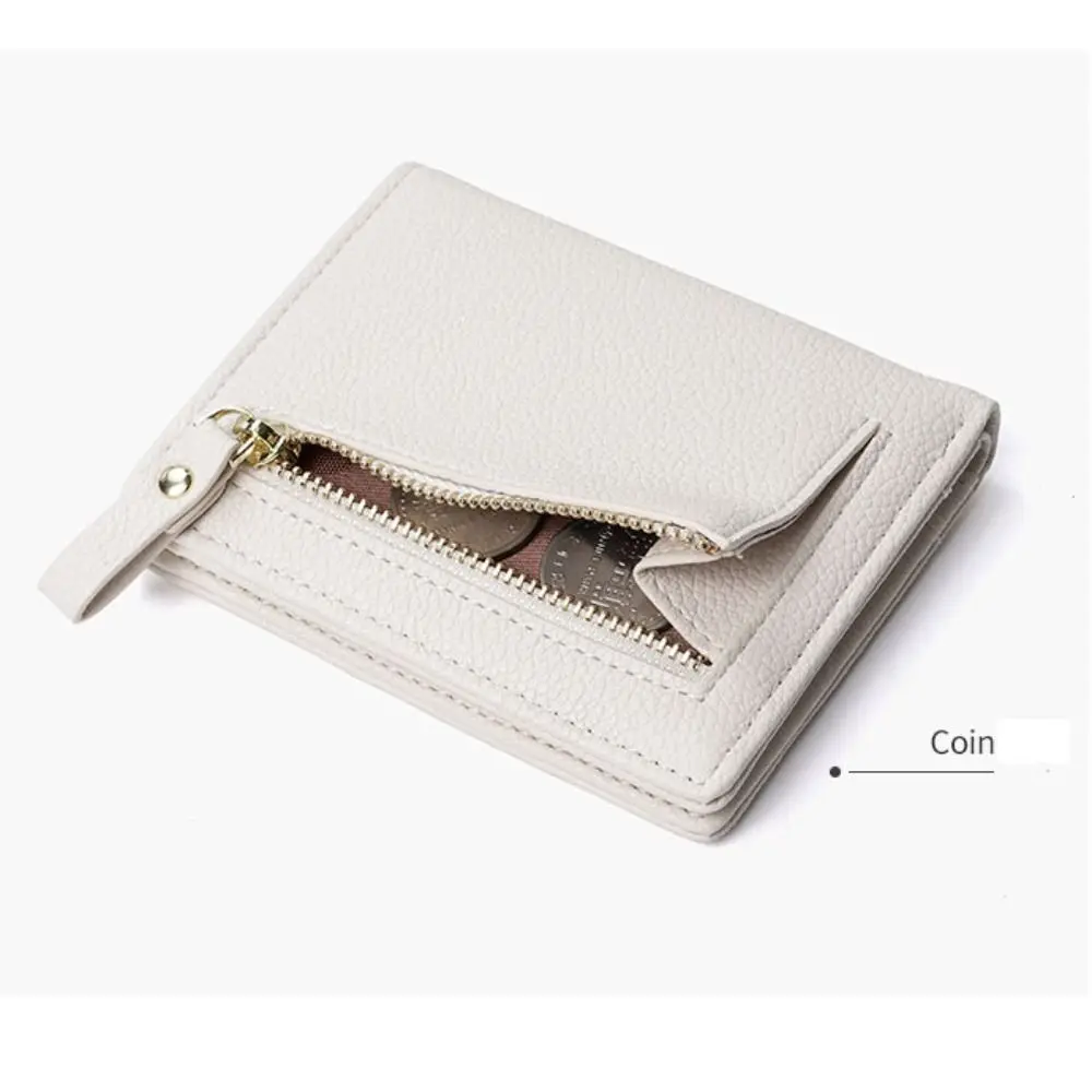 PU Leather Short Wallet Women's Fashion Solid Color Large Capacity Handbag Foldable Thin Card Holder Coin Purses Mini Clutch