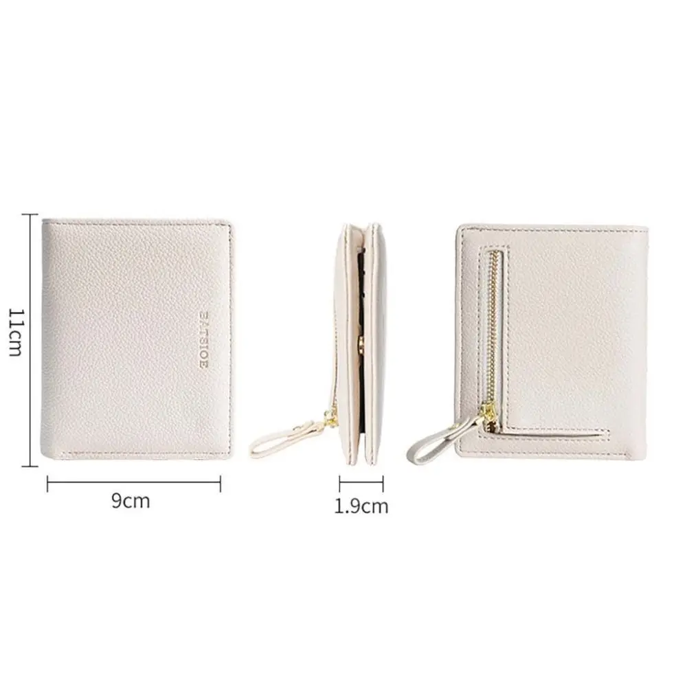 PU Leather Short Wallet Women's Fashion Solid Color Large Capacity Handbag Foldable Thin Card Holder Coin Purses Mini Clutch